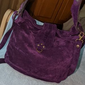ABACO Paris purple suede crossbody bag.